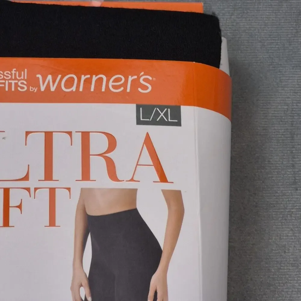 Warner's Women's Black Ultra Soft Fleece Lined Footless Tights 2-Pair Size L/XL